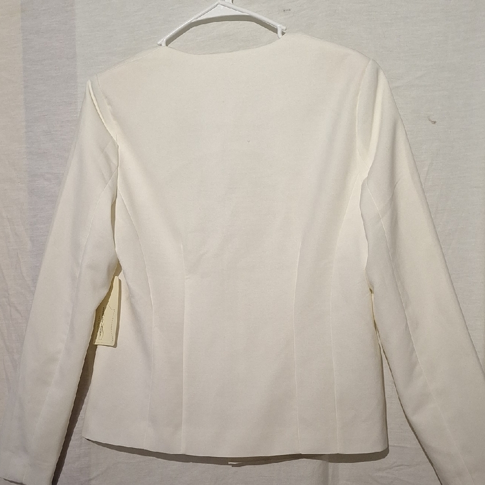 White Blazer, One Button, Tailored, Business Casual, Forever 21, Sz 10, NWT - Picture 10 of 12